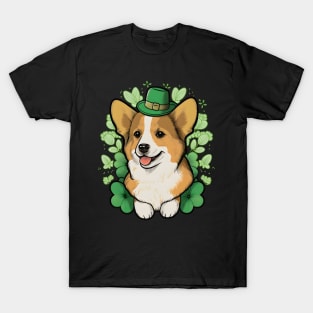 Cute Corgi Lover Shamrock Happy St Patricks Day T-Shirt